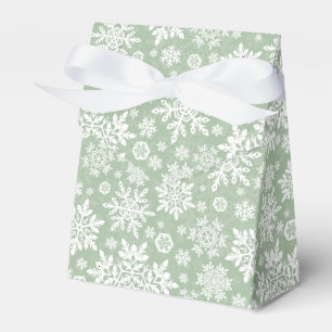 Elegant White Snowflake (Sage PIne) Favour Box