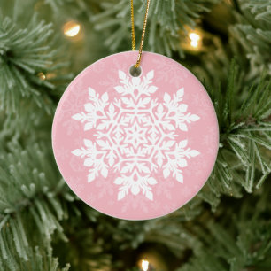 Elegant White Snowflake (Sugar Blush) Ceramic Tree Decoration