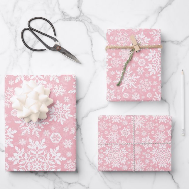 Elegant White Snowflake (Sugar Blush) Wrapping Paper Sheet (Front)