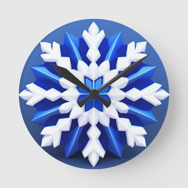 ❄️ Elegant White Snowflake Winter Decor Round Clock (Front)
