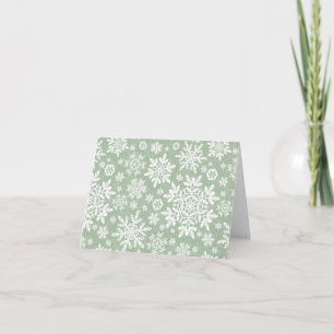 Elegant White Snowflakes (Sage Pine) Card