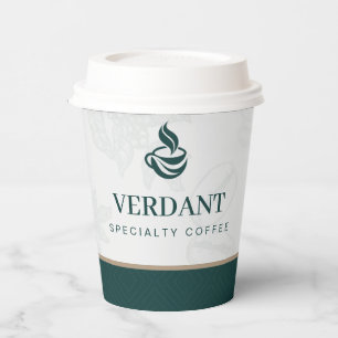 Elegant White Speciality Coffee Shop Logo Paper Cu Cups