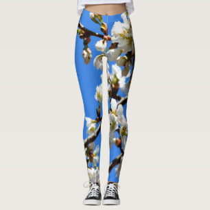 Elegant white Spring Blossom flowering tree Leggings