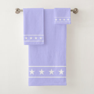 Elegant White Stars on Light Blue Bath Towel Set