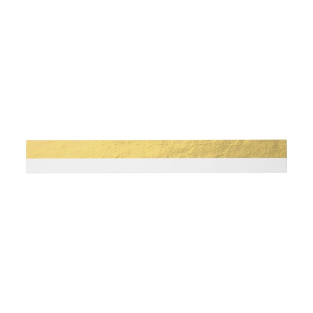 Elegant White Stripes Gold Foil Printed Invitation Belly Band (Flat)