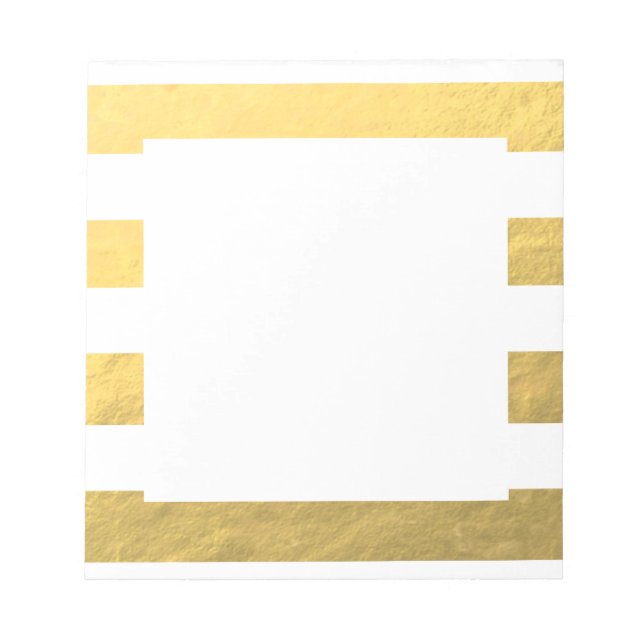 Elegant White Stripes Gold Foil Printed Notepad (Front)