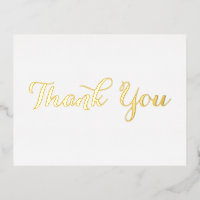 Elegant White Stylish Faux Gold Script Thank You