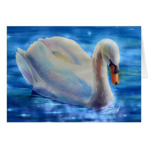 Elegant white swan watercolor painting