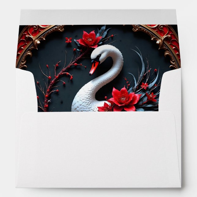 Elegant White Swan Wedding Collection  Envelope (Back (Bottom))