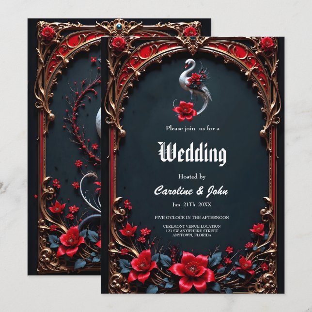 Elegant White Swan Wedding Collection  Invitation (Front/Back)