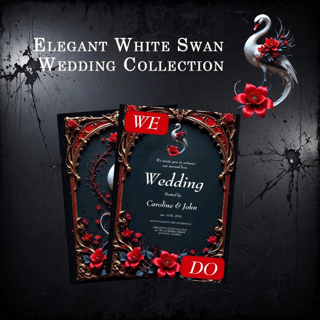 Elegant White Swan Wedding Collection  Invitation (Creator Uploaded)