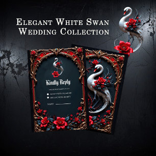 Elegant White Swan Wedding Collection  RSVP Card