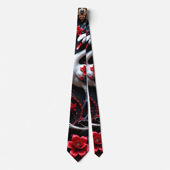 Elegant White Swan Wedding Collection Tie (Front)