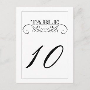 Elegant White Swirl Wedding Table Number Cards