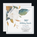 Elegant White Teal Floral 90th Birthday Party Invitation<br><div class="desc">Elegant White Teal Floral 90th Birthday Party Invitation
This stunning white floral birthday invitation is elegant and chic.</div>