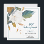 Elegant White Teal Floral 90th Birthday Party Invitation<br><div class="desc">Elegant White Teal Floral 90th Birthday Party Invitation
This stunning white floral birthday invitation is elegant and chic.</div>