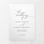 Elegant White Tri-fold Wedding Program Booklet Programme<br><div class="desc">This elegant black and white photo wedding program is tri-fold and features 6 pages to fit all of your wedding ceremony info. The back middle panel has your photo for a personalised touch.</div>
