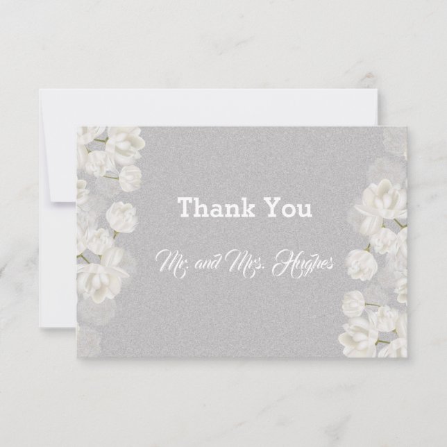 Elegant white Tulip Wedding Thank You Card (Front)