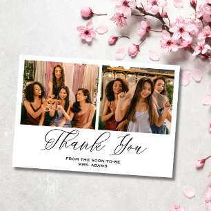 Elegant White Two Photo Bridal Thank You Card