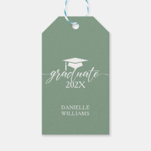 Elegant White Typography On Sage Green Background Gift Tags