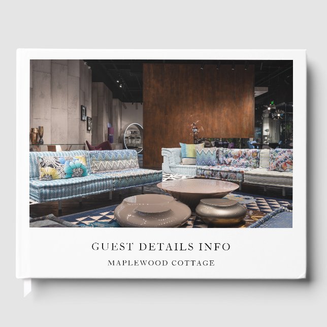 Elegant White Vacation Guest Feedback Book (Front)
