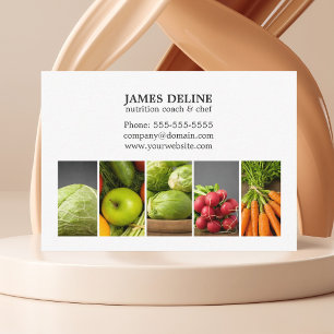 Elegant White Vegetables Nutrition Chef Business Card