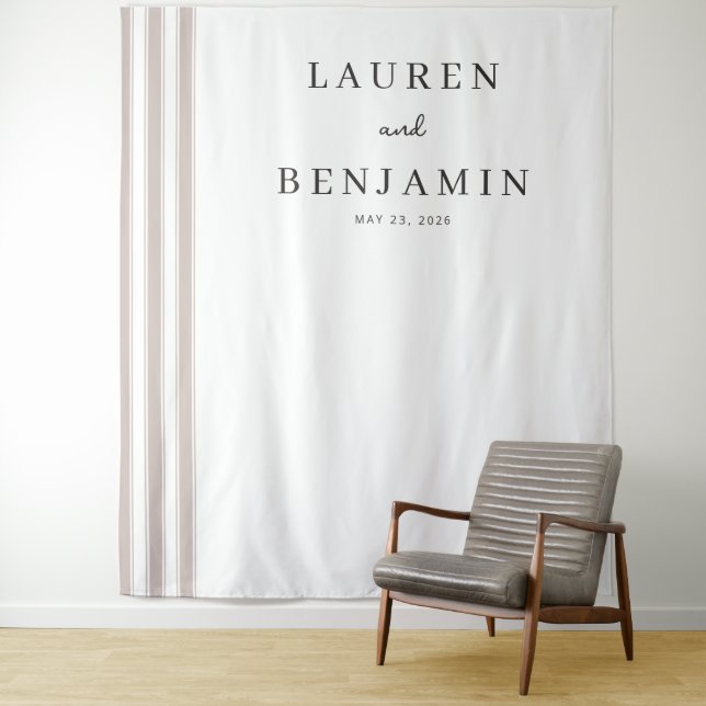 Elegant White Vertical Lines Tapestry (In Situ)