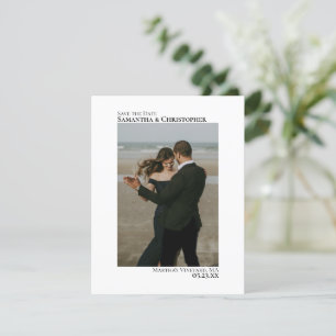 Elegant White Vertical Photo Minimalist Wedding Save The Date