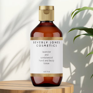 Elegant White w Gold Border Cosmetics Label