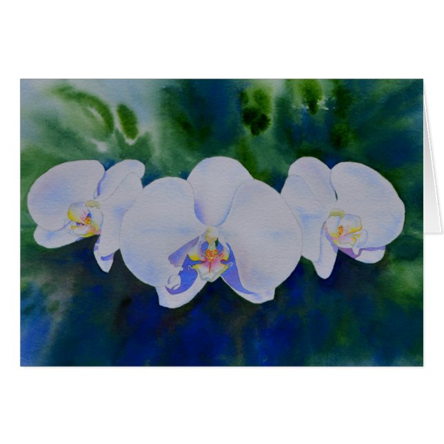 Elegant white watercolor tropical boho orchids  (Front Horizontal)