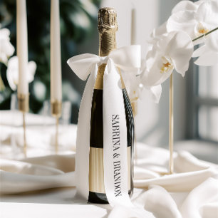 Elegant White Wedding Bride & Groom Names  Satin Ribbon