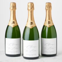 Elegant White Wedding Champagne Bottle Label