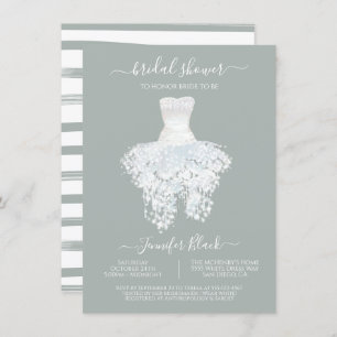 Elegant White Wedding dress bridal shower Invitati Invitation