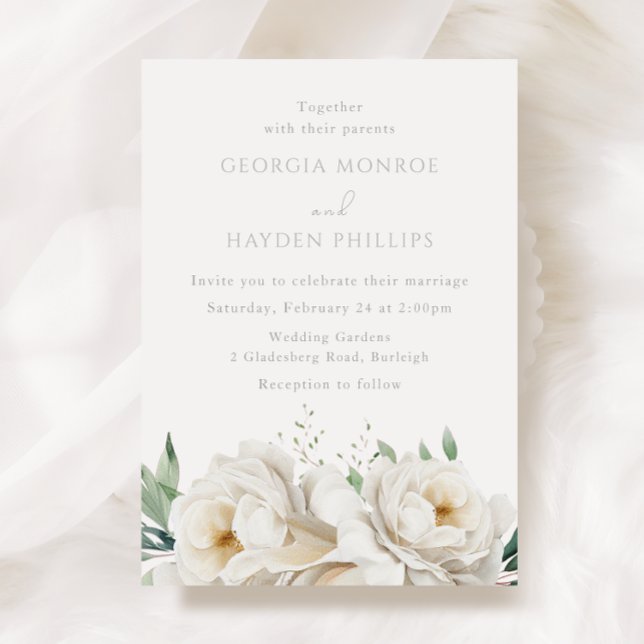 Elegant White Wedding Flowers Wedding Invitation (Creator Uploaded)