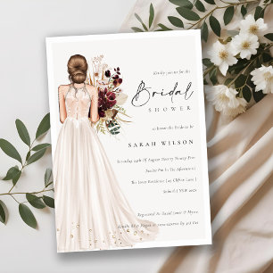 Elegant White Wedding Gown Bridal Shower Invite