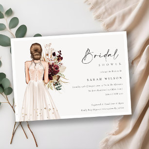 Elegant White Wedding Gown Bridal Shower Invite