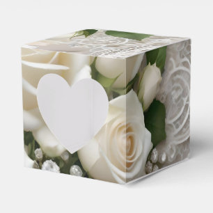 Elegant White Wedding Lace And Roses,  Favour Box