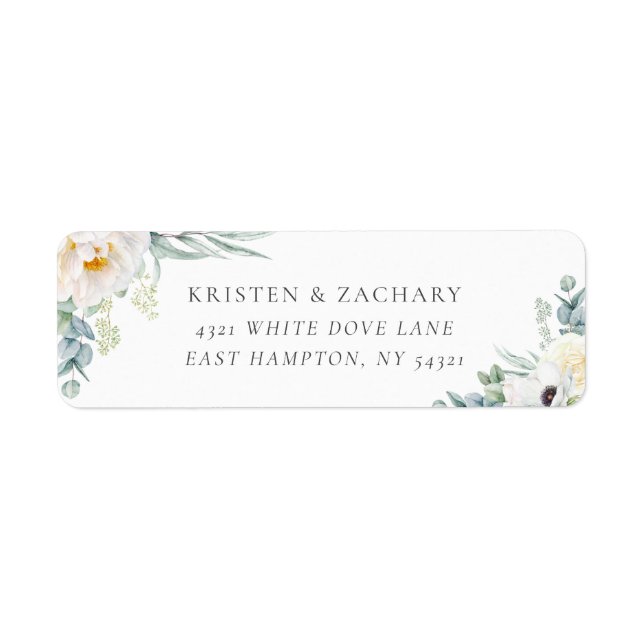 Elegant White Wedding Return Address Label (Front)