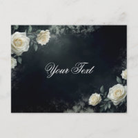 Elegant White Wedding Roses on Black Background