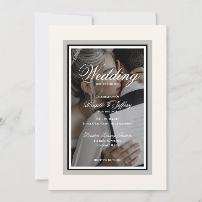 Elegant White Wedding Save The Date  Invitation (Front)
