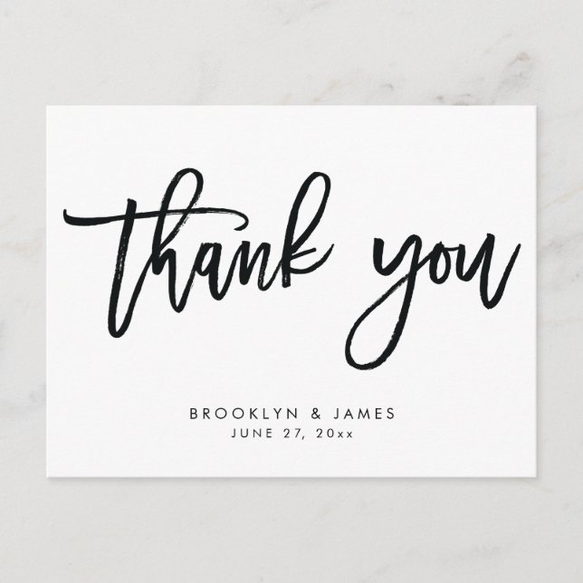 Elegant White Wedding Thank You Script Postcards (Front)
