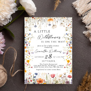 Elegant White Wildflower Bloom Baby Shower Invitation