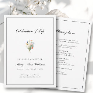 Elegant White Wildflower Celebration of Life  Invitation