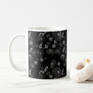 Elegant White Wildflower Doodles Pattern Coffee Mu Mug
