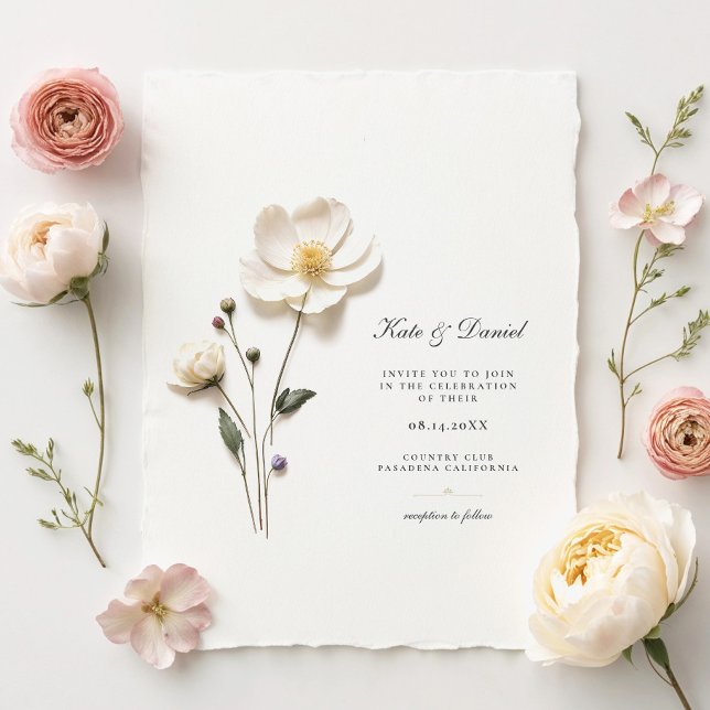 Elegant White Wildflower Wedding Invitation (Creator Uploaded)