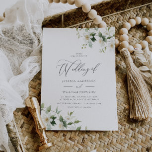 Elegant White Wildflowers Wedding Invitation