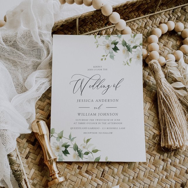Elegant White Wildflowers Wedding Invitation (Creator Uploaded)
