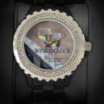 Elegant White Wine O Clock<br><div class="desc">Watch featuring two glasses of white wine. Nice for a wine lover!</div>