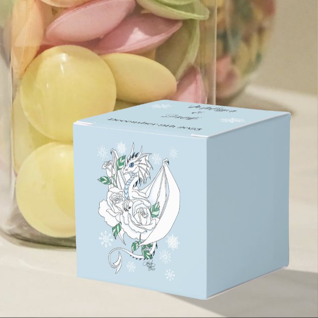 Elegant White Winter Fantasy Dragon Roses Wedding Favour Box (Creator Uploaded)