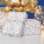 Elegant White Winter Greenery Botanical Christmas  Wrapping Paper<br><div class="desc">This elegant holiday wrapping paper features a beautiful pattern of watercolor eucalyptus,  berries,  and foliage over a classic white background.  This wrapping paper coordinates with our Elegant Winter Greenery Botanical holiday photo cards.</div>